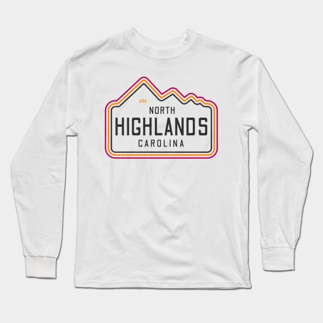 Visiting NC Mountain Cities Highlands, NC Neon Range Long Sleeve T-Shirt by Contentarama